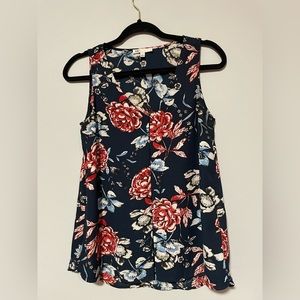 Flowy blue floral tank top, women’s size small